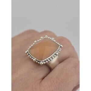 ROSE QUARTZ CUSHION CUT STERLING SILVER 925 SIGNED EA RING SIZE 6